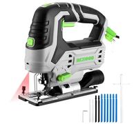 Electric Jigsaw Tool: DESOON 800W Power Jig Saws Wood Cutter Machine with LED Light Laser, 4 Orbital Sets, 6 Variable Speed, 800-3000 SPM, with 10 PCS Sawblades for Wood, Metal, Plastic