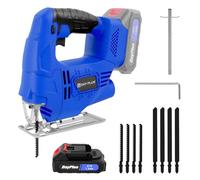 Electric Jigsaw Tool, Power Jig Saws with 1500mAh Battery and Charger，3000SPM Jigsaw with LED，Angle Cut ± 45 °, with 8 PCS Sawblades for Wood Metal Cutting
