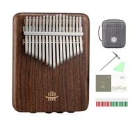 Electric Kalimba Built In Pickup, 17/21 Key Professional EQ Thumb Piano, Full Veneer Walnut Wood Keyboard Instrument, Mobile Phone Recording, Link Speaker(17Key)