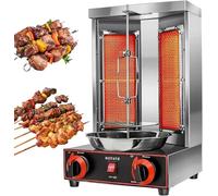 Electric Kebab Grill Machine, Commercial Meat Rotisserie with Automatic Rotating Skewers for Indoor Cooking, Countertop Design and Double Knob Control