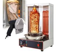 Electric Kebab Grill Machine - Vertical Shawarma Rotisserie Broiler with 2 Heating Tubes and Meat Catch Pan, Perfect for BBQs and Cooking Gyros at Home