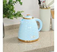 HOMCOM Electric Kettle 1.7L, Fast Boil, 3kW Cordless Water Kettle with Removable Washable Anti-scale Filter, UK Otter Thermostat, Auto Shut-off, 360° Swivel, BPA Free, Light Blue Water Ripple Texture