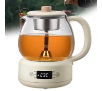 Electric Kettle 1L, 600W Glass Tea Maker with Microcomputer Controls, High Borosilicate Glass, Adjustable Insulation & Boil-Dry Protection for Home or Office
