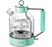 Electric Kettle, ASCOT Glass Electric Tea Kettle 1.5L 2200W Tea Heater & Hot Water Boiler, Borosilicate Glass, BPA-Free, Auto Shut-Off and Boil-Dry Protection (Green)