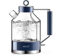 Electric Kettle, ASCOT Glass Electric Tea Kettle 1.5L 2200W Tea Heater & Hot Water Boiler, Borosilicate Glass, BPA-Free, Auto Shut-Off, Boil-Dry Protection Classic Blue