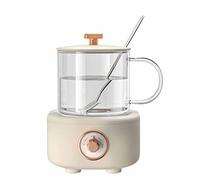 Electric kettle, Mini HMultifunctional Teapot Milk Boiler Glass Multifunctional Mute The Sound Thick Die-Cast Aluminum Heating(White)