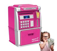 Electric Kids ATM - Small Money Boxes, Coin Recognition Auto Grab Bill Slot, Banking Play Girls, Saving Coin Money Changes Cash, Educational Bank Toy, Fun Learning Game