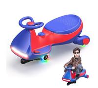 Electric Kids Car, Wiggle Car, Steering Wheel Powered, Anti-tipper, 2 Speeds, Flashing Wheels, Bluetooth, Charging Type C, for Children from 3 Years, 68 Kg blue
