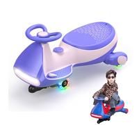 Electric Kids Car, Wiggle Car with Steering Wheel, Anti-tipper, 2 Speeds, Flashing Wheels, Bluetooth, Type C Charging, for Children 3 Years and Up, Max Load 68 Kg