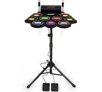 Electric Kids Drum Set,Electronic Drum Set Practice 9 Pads With Stand,Music Recording,Light Up Drum Sticks,Drum Pedal,Midi,Dual Stereo Speaker(Rainbow)