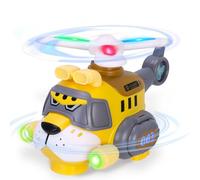 Electric Kids Helicopter Toy with LED Lights & Sounds, Auto Bump & Go Action, 360° Spinning Rotor - Fun Light Up Toy for Toddlers Boys Girls Ages 3+ (Tiger Style)