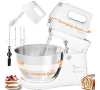 Electric Kitchen Hand Mixer, 2-in-1 Stand Mixer with 250W Tilting Head, 5 Speeds with Turbo Boost Mixer for Home with Whisk and Hook