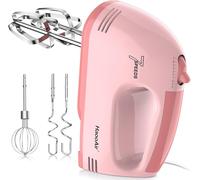 Electric Kitchen Mixer, Small 7-Speed Mixer, Dishwasher-Safe 304 Accessories (1 Whisk, 2 Dough Hooks, 2 Beaters), Mixes various ingredients, for both beginners and bakers(Pink)