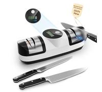 Electric Knife Sharpener, 5 in 1 Knife Sharpening System with 3 Speed Setting, Rechargeable Professional Diamond Knife Sharpener with LED Display for Rough & Fine Sharpening (UA1)