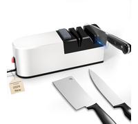 Electric Knife Sharpener, 5 in 1 Knife Sharpening System with Straight Blade, Professional Diamond Knife Sharpener for Rough Sharpening, Repair and Sharpening of Knives (Dark White)