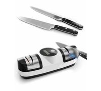 Electric Knife Sharpener, 5 in 1 Rechargeable Diamond Sharpening System with 3 Adjustable Speeds, LED Display for Coarse and Fine Sharpening