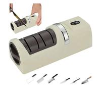 Electric Knife Sharpener, Rechargeable Suction Cup Base with Diamond Grinding Disc, Fast 3-Second Sharpening for Kitchen Knives & Scissors, Multi-Functional Automatic Tool