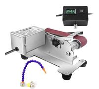 Electric Knife Sharpener Wet Bench Sander with 10 Sand Belts, Polishing Wheel, Grinding Wheel, Stepless Speed Regulation for Metal Working
