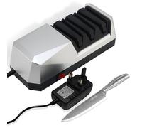 Electric Knife Sharpener with 3-Step Sharpening System and Diamond Abrasives, Suitable for Most Metal and Ceramic Knives,The Knife Sharpener Comes with The Angle Guide Function