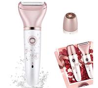 Electric Lady Shaver, 2 in 1 Rechargeable Painless Women's Razor Bikini Trimmer for Woman Legs Underarms Face Arm Bikini - Wet & Dry Hair Removal, Portable Waterproof Electric Razor with USB Recharge