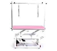 Electric large dog pet cat adjustable mobile grooming table with wheels pink