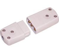 Electric Lead In-Line Flex Connector Plug Socket, 3-Pin Cable Wire Joiner, 10 Amp 220-250V CE UK white