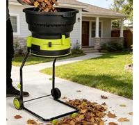 Electric Leaf Mulcher, 2500W 8000 RPM, 17:1 Ratio, Adjustable Dial, with Collection bag, Leaf rake/Gloves, Feed rod, Cutting Lines, Portable Garden Grinder & Chipper for Wet/Dry Leaves 60m-Powercord