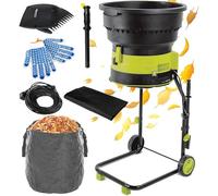 Electric Leaf Mulcher, Bladeless Compost Shredder with Wheels and Collection Bag, for Home and Farm Use