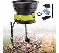 Electric Leaf Mulcher Chipper, 2500W Garden Leaf Crusher with Wheels and Storage Bag, 8000RPM for Yard Cleanup and Composting