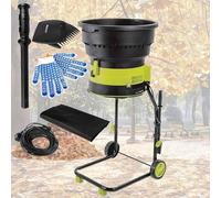 Electric Leaf Mulcher Compost Shredder 8000RPM Garden Leaf Crusher 54cm Funnel Diameter with Wheels & Storage Bag for Yard Cleanup and Composting