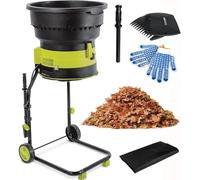 Electric Leaf Mulcher Shredder 2500W, 8000RPM Chipper with Wheels, Garden Cleanup Tool, Composting Machine, Includes Storage Bag and 20m Power Cord for Easy Maintenance
