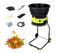 Electric Leaf Mulcher Shredder, 2500W Bladeless Garden Leaf Crusher with Removable Feed Hopper, Garden Composting Shredder with Wheels and Storage Bag, for Yard Cleanup, Composting(50m powercord)
