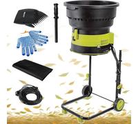 Electric Leaf Mulcher Shredder, 2500W Compost Shredder Leaf Crusher with Wheels, Leaf Rake, Storage Bag, 13-Amp 8000RPM Chippers with 54cm Funnel Diameter for Yard Cleanup, Composting 20m*PowerCord