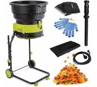 Electric Leaf Mulcher Shredder 2500W High Power with Wheels for Easy Mobility, Includes Leaf Rake and Storage Bag for Yard Cleanup and Composting