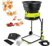 Electric Leaf Mulcher Shredder, 2500W Motor at 8000RPM, 17:1 Ratio for Efficient Yard Waste Reduction, Compact Corded Design, Bonus Rake Included