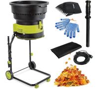 Electric Leaf Mulcher Shredder, 2500W Portable Garden Crusher with Wheels, 54CM Funnel Diameter, 8000rpm Electric Chipper for Yard Cleanup and Composting