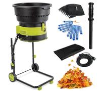 Electric Leaf Mulcher Shredder 2500W with Wheels, 8000RPM Chippers, 54cm Funnel Diameter, Includes Leaf Rake and Storage Bag for Yard Cleanup and Composting