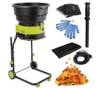 Electric Leaf Mulcher Shredder 2500W with Wheels, 8000RPM Chippers, 54cm Funnel Diameter, Includes Leaf Rake and Storage Bag for Yard Cleanup and Composting