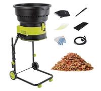 Electric Leaf Mulcher Shredder, Compost Shredder Leaf Crusher with Adjustable Particle Size, Garden Cleanup Tool with Wheels, Funnel Diameter 54cm, for Efficient Composting and Cleanup(30m powercord)