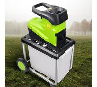 Electric Leaf Shredder, 2800W Powerful Mulcher with 5000 RPM Cutting Speed, Safety Reset Switch, Large Wheels for Easy Mobility, Converts Garden Waste into Mulch