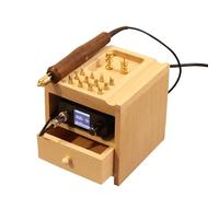 Electric Leather Edge Ironing and Heat Creaser Machine with Intelligent Temperature Control for Precise Leather Trimming, Includes Wooden Storage Box