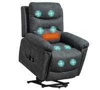 Electric Lift Recliner Chair Massage Heat USB Remote PU Leather Armchair Brown