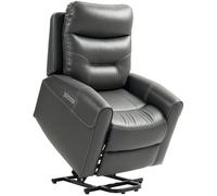 Electric Lift Recliner Chair PU Leather Power Riser Armchair USB Brown Lounge