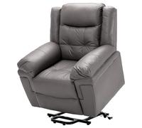 Electric Lift Recliner Chair with Heating & Massage, Power Lift Reclining Armchair for Elderly with Remote Control, Infinite Position Recliner with Side Pockets, Super Soft Padded Seat (Grey)