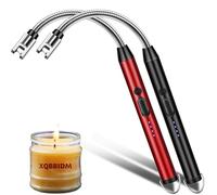 Electric Lighter, 2 Pack of USB Rechargeable Candle Lighter with Flexible Neck, 10.2-inch Arc Lighters With LED Battery Indicator and Safety Switch for Candle, Kitchen,Grill,Camping (Black-A+Red-A)
