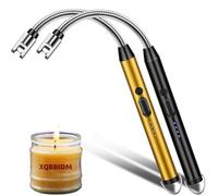 Electric Lighter, 2 Pack of USB Rechargeable Candle Lighter with Flexible Neck, 10.2-inch Arc Lighters With LED Battery Indicator and Safety Switch for Candle, Kitchen,Grill,Camping (Black-A+Gold-A)