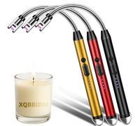 Electric Lighter, 3 Pack of USB Rechargeable Candle Lighter with Hook, 10.2-inch Flexible Neck Arc Lighters with LED Battery Indicator and Safety Lock for Candle BBQ Kitchen Camping(3 Color-B)