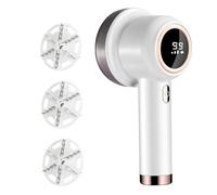 Electric Lint Remover for Clothes Adjustable 3-Speed Fabric Shaver with 6 Cutter Leaf and LED Display Bobble Remover Portable Debobbler with 3 Use Protection and 3 Replacement Cutter White.
