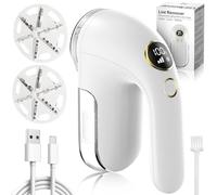 Electric Lint Remover, Rechargeable Fabric Shaver, Bobble Lint Remover with Adjustable 3 Speeds & 2 Extra Blades, LED Display/USB Charging, Fabric Shaver for Clothes/Scarf/Plush/Toys/Socks/Carpet