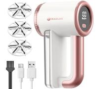 Electric Lint Remover WiredLux - Rechargeable Fabric Shaver Bobble Remover for Clothes & Furniture - Adjustable 3-Speed, 6-Leaf Blade, USB Charging, Debobbler with Dual Protection (Pearl Rose)